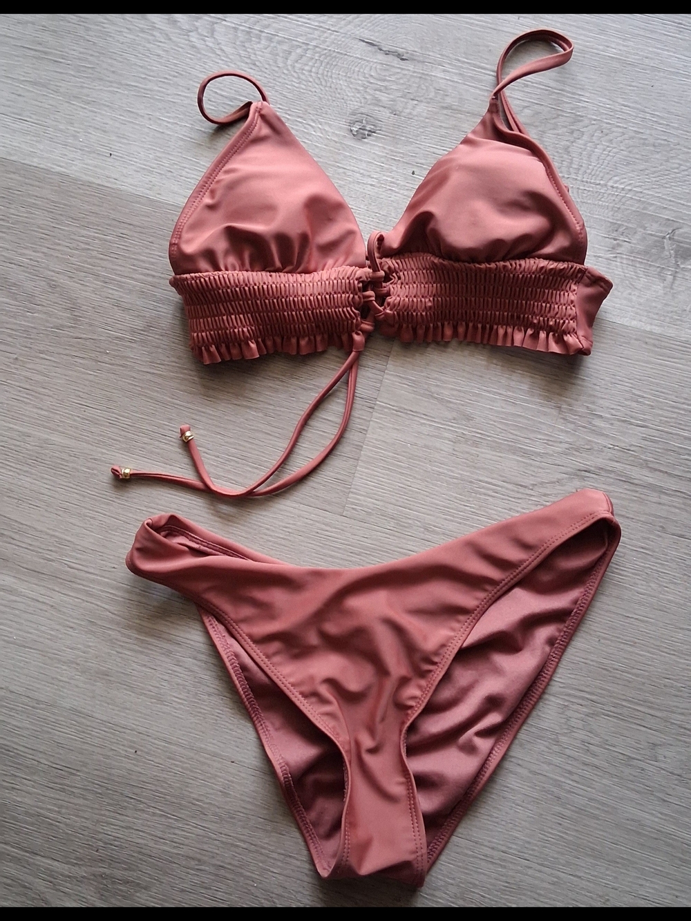 Smocked Bikini Set in Dusty Rose Medium BLU Brand